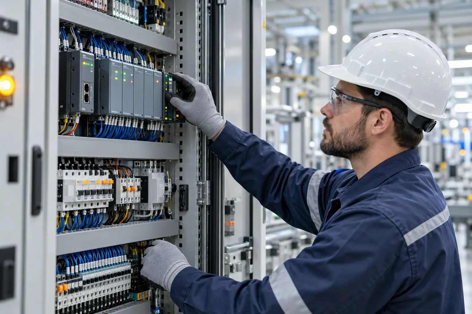 Especialista trabajando en automatización industrial